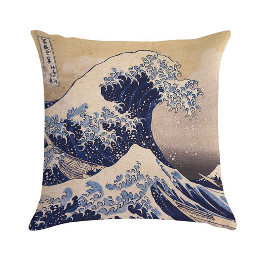 The Great Wave Off Kanagawa by Katsushika Hokusai (c 1830-1833) Soft Ultra-Soft Texture Throw Pillow
