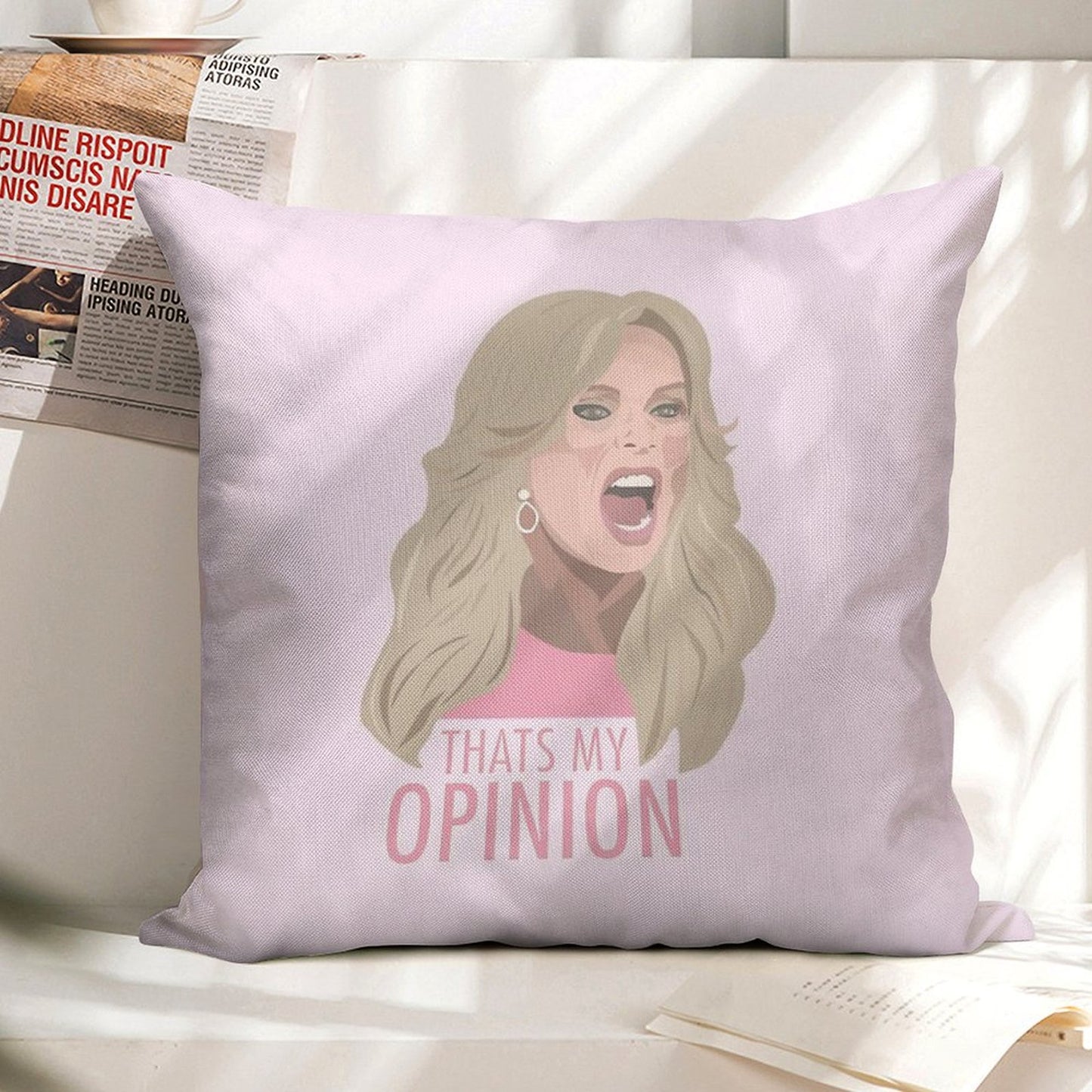Tamra Judge Thats My Opinion Linen Throw Pillow Cover