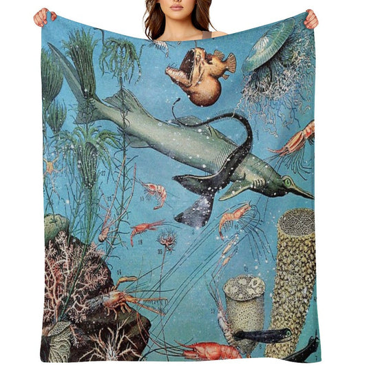 Adolphe Millot - Ocean A - French Vintage Poster Throw Blanket