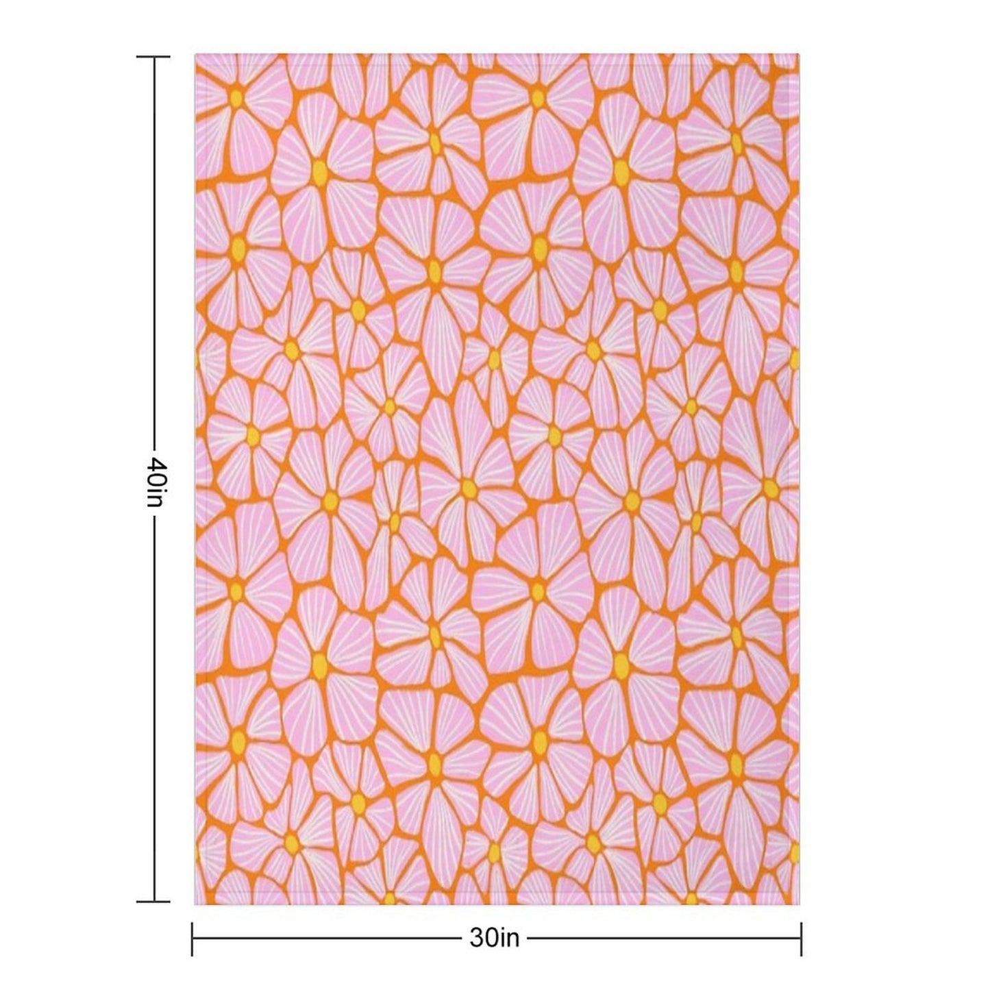 Flower Power Seventies Sixties Hippie Flowers Pattern Orange Pink Throw Blanket