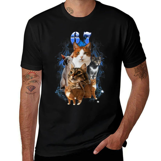67 Meme Cats Brainrotns Gifts Funny Cat 6 7  Vintage-inspired T-Shirt