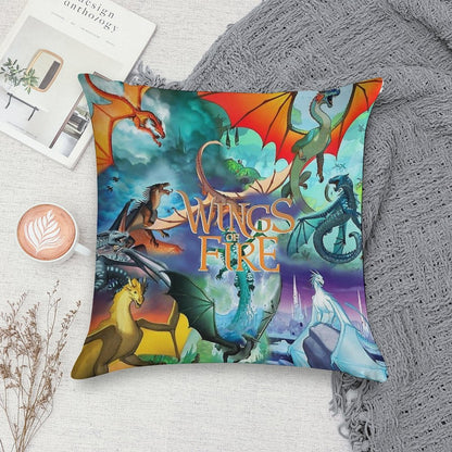 Wings of Fire All Dragon Series Soft Hidden Zipper Throw Pillow
