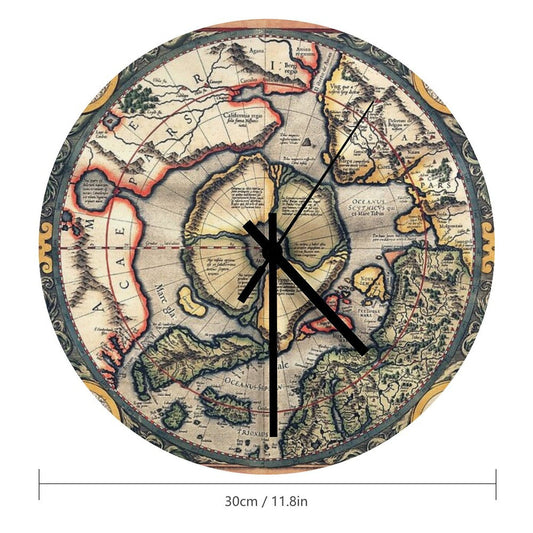1595 Flat Earth Map Wall Clock