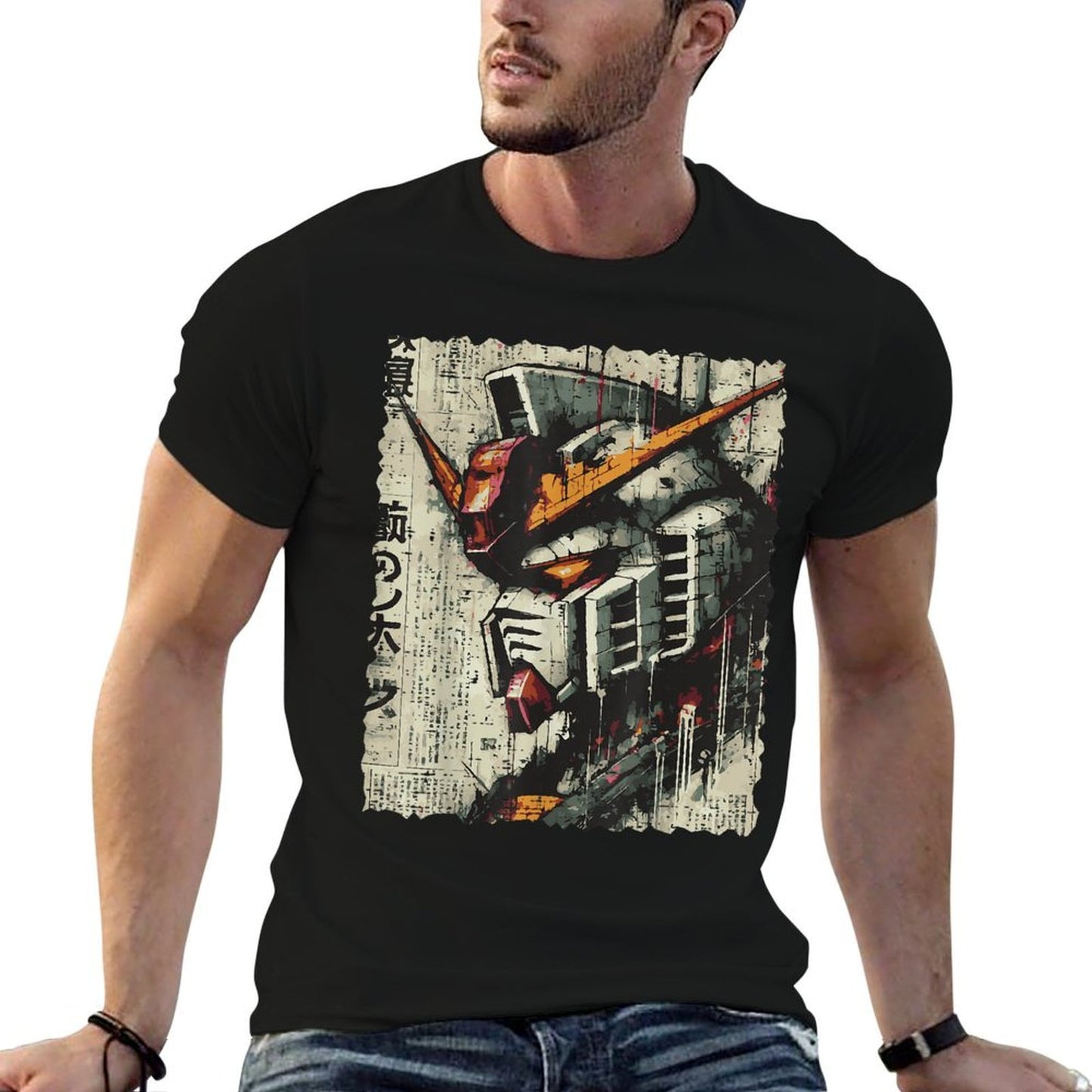 Japanese Mecha Robot Head Vintage Anime Art Men Boys Kids  Moisture-wicking T-Shirt