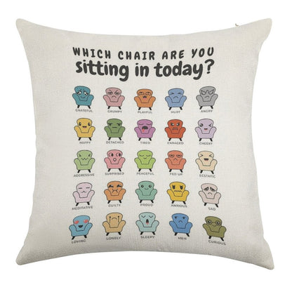 Chair Feelings, Emotions Chart, Mental Health, Therapy Office, Therapist Gift, Counsellor Tools, School Counselor, Mood Chart, S Linen Throw Pillow Cover