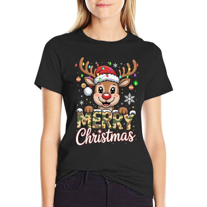Merry Christmas Reindeer Camouflage Xmas Matching Family  Odor-resistant T-Shirt