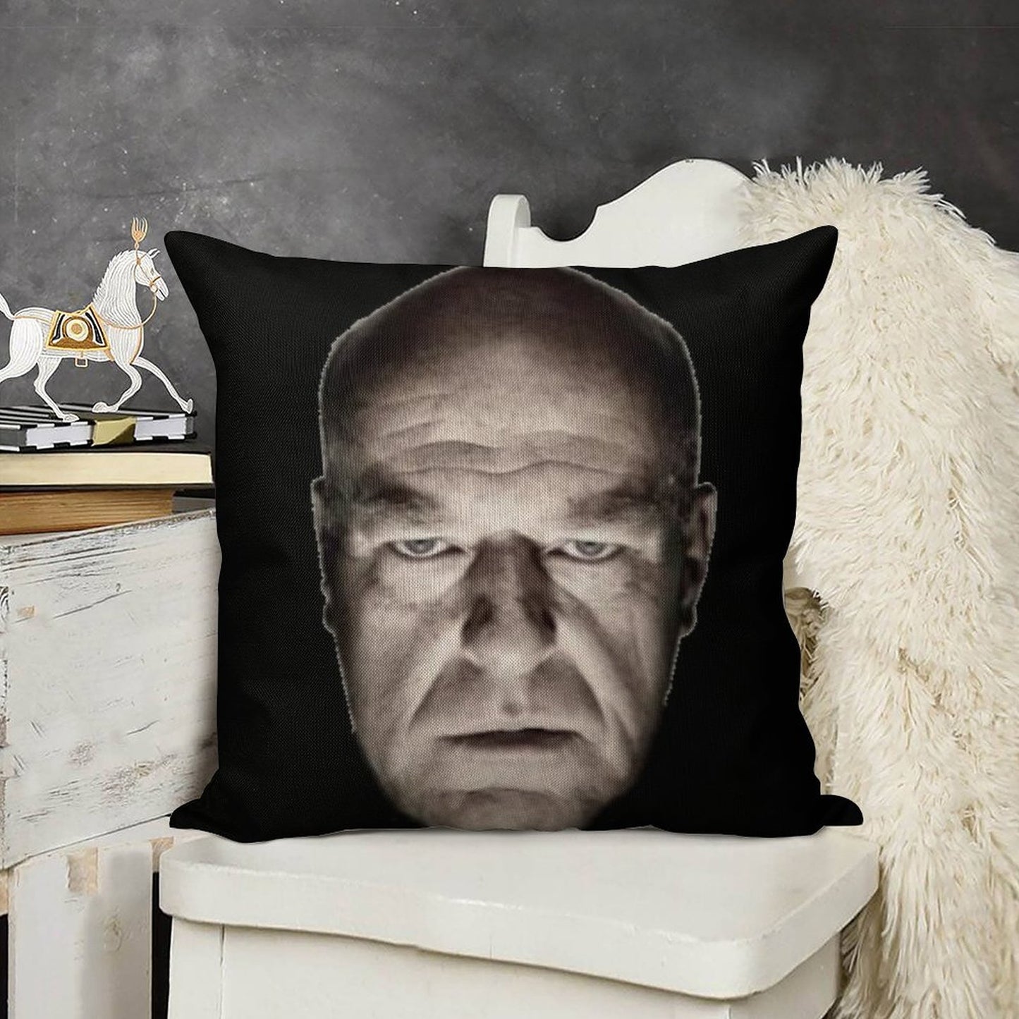 Hank Staring Meme Linen Throw Pillow Cover