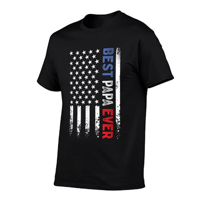 Father&#39;s Day Best Papa Ever with US American Flag T-Shirt