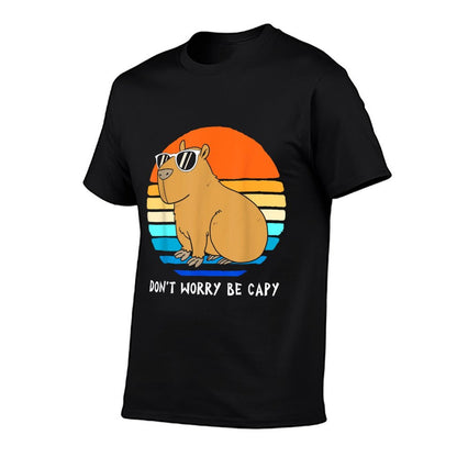 Retro Rodent Funny Capybara Dont Be Worry Be Capy  Tagless Design T-Shirt