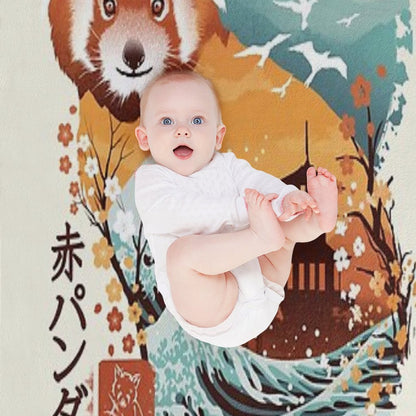 Ukiyo E Red Panda Throw Blanket