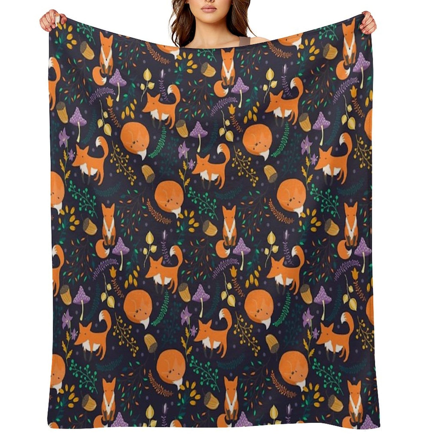 Foxes in The Magic Forest Throw Blanket