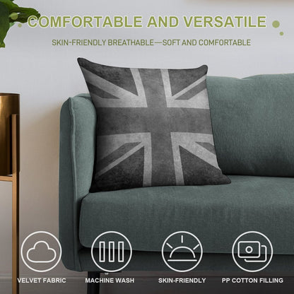 Union Jack Vintage 35 Version in Grayscale Soft Fade-Resistant Throw Pillow