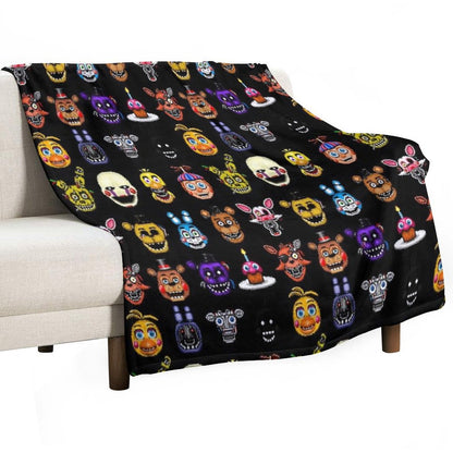 Five Nights at Freddy's - Pixel Art - Multiple Characters Throw Blanket