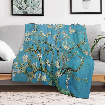 1890-Vincent Van Gogh-Almond Blossom-73.5x92 Throw Blanket