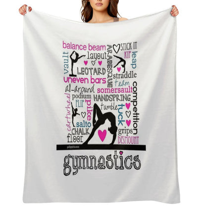 Gymnastics Tri-Color Typography Throw Blanket