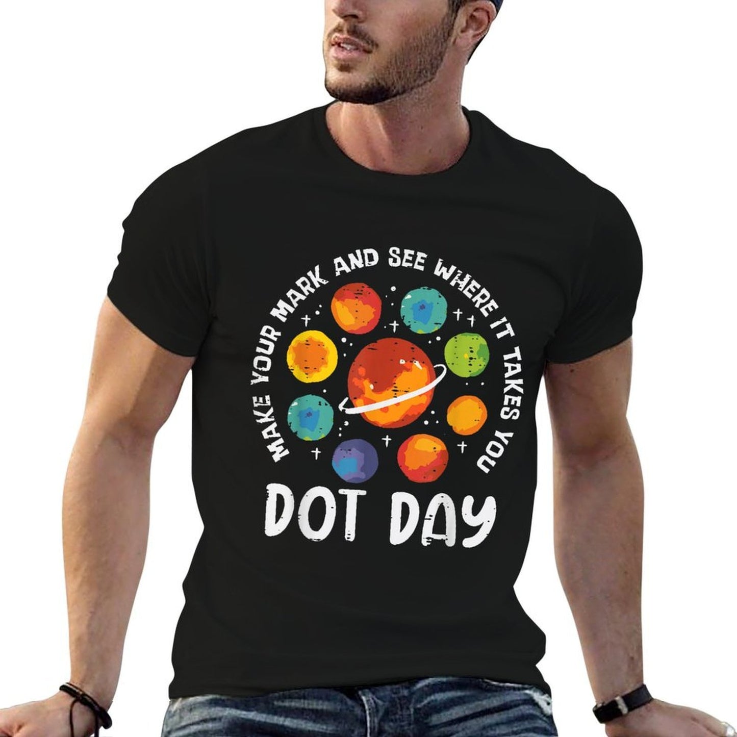 Make Mark Planets International Dot Day Men Boys Kids  Graphic-printed T-Shirt