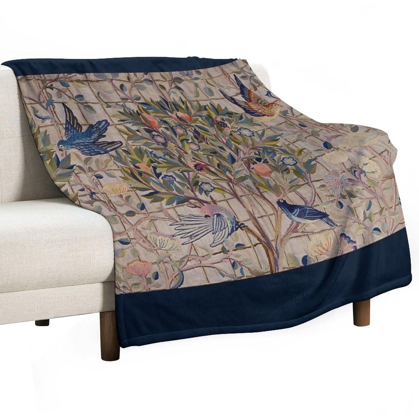 William Morris Kelmscott Trellis Embroidery Throw Blanket
