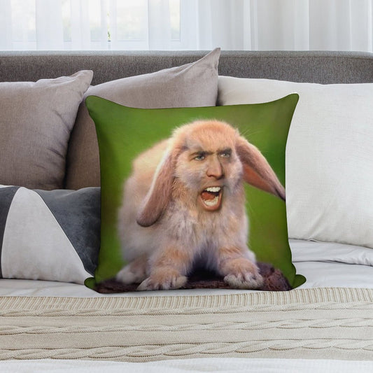 Nicolas Cage Bunny Photoshop Soft Warmth Comfort Throw Pillow