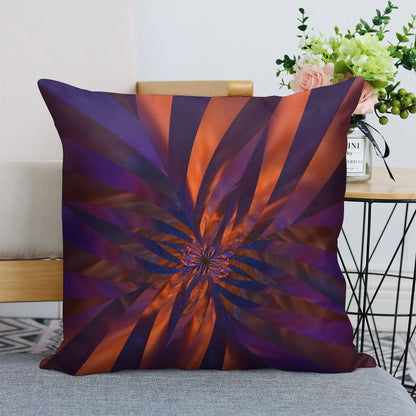 Abstract in Orange And Purple Linen Throw Pillow Cover