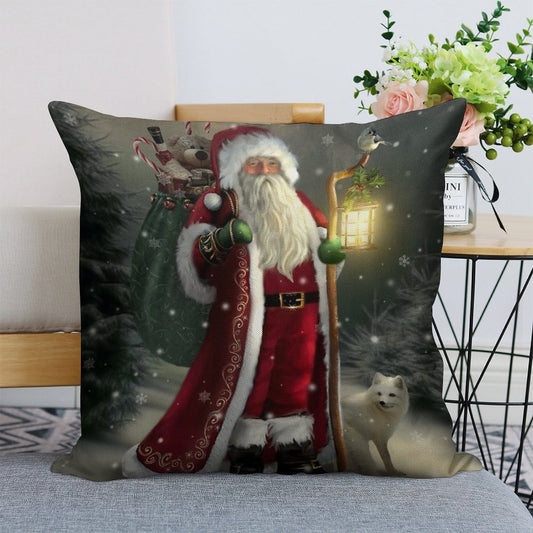 The Christmas Traveler Linen Throw Pillow Cover