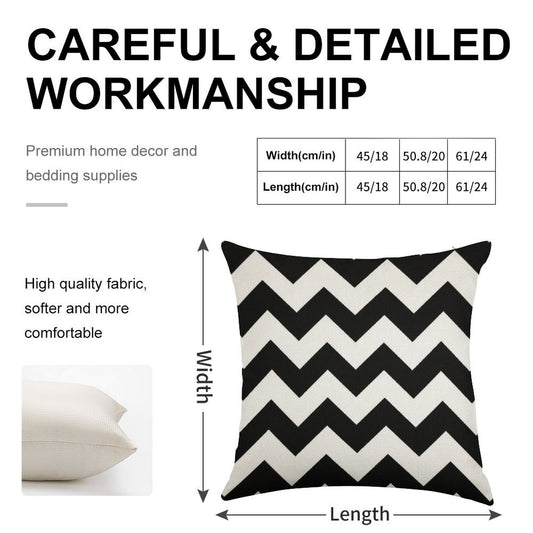 Black And White Chevron Stripes Linen Throw Pillow Cover
