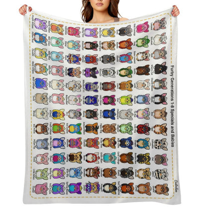 Furby Generations 1-8 Specials And Babies Throw Blanket