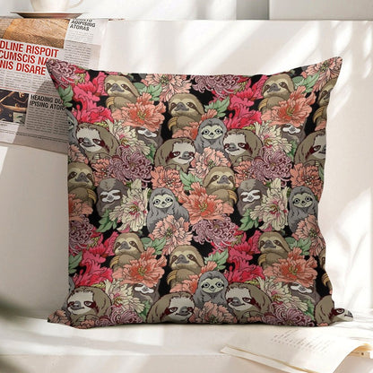 Because Sloths Linen Throw Pillow Cover