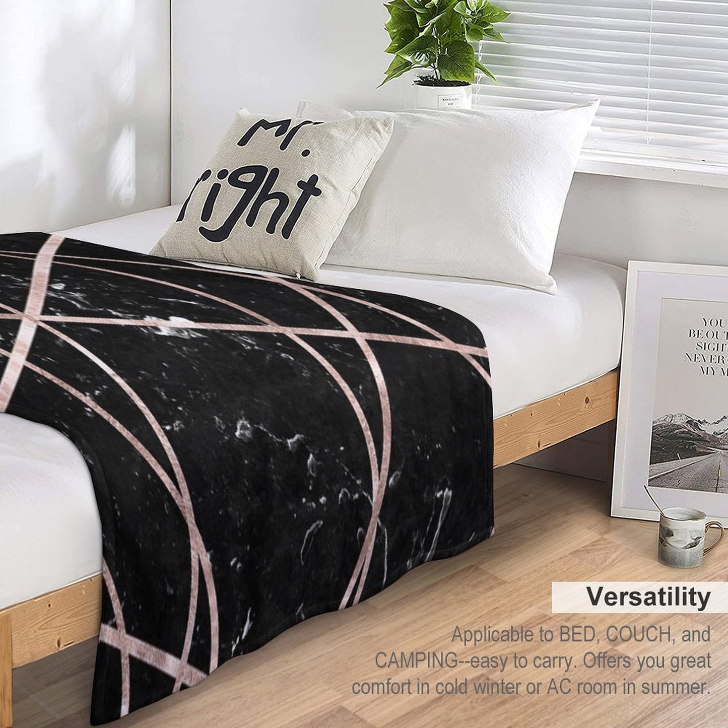 Black Marble Rose Gold Geo Glam #1 #geo #decor #art Throw Blanket