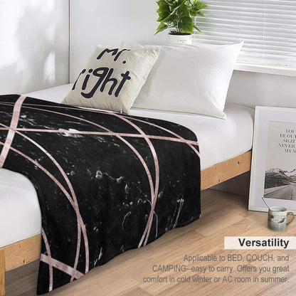 Black Marble Rose Gold Geo Glam #1 #geo #decor #art Throw Blanket