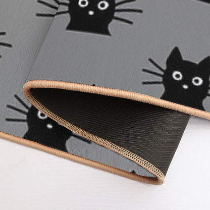 Black Cat Face Bath Mat