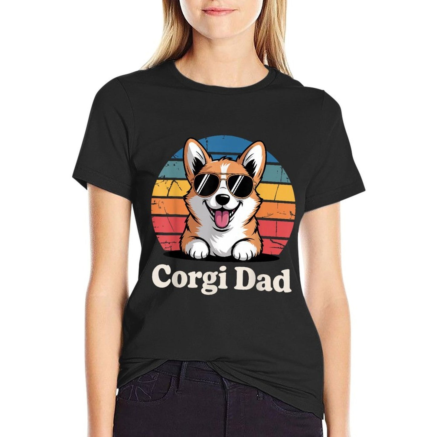 Funny Corgi Art For Men Dad Grandpa Pembroke Corgi Lover  Relaxed-fit T-Shirt