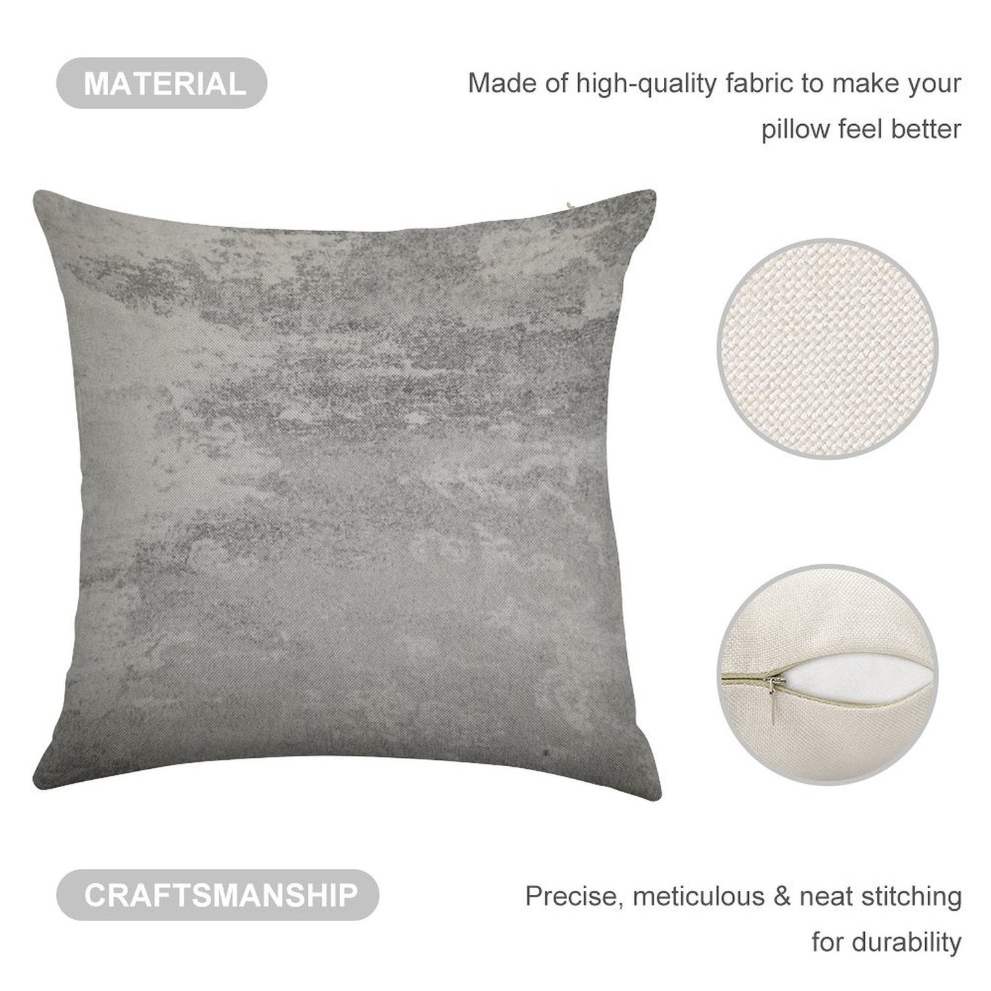 Concrete Texture Solid Grey Gray Colour Linen Throw Pillow Cover