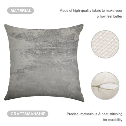 Concrete Texture Solid Grey Gray Colour Linen Throw Pillow Cover