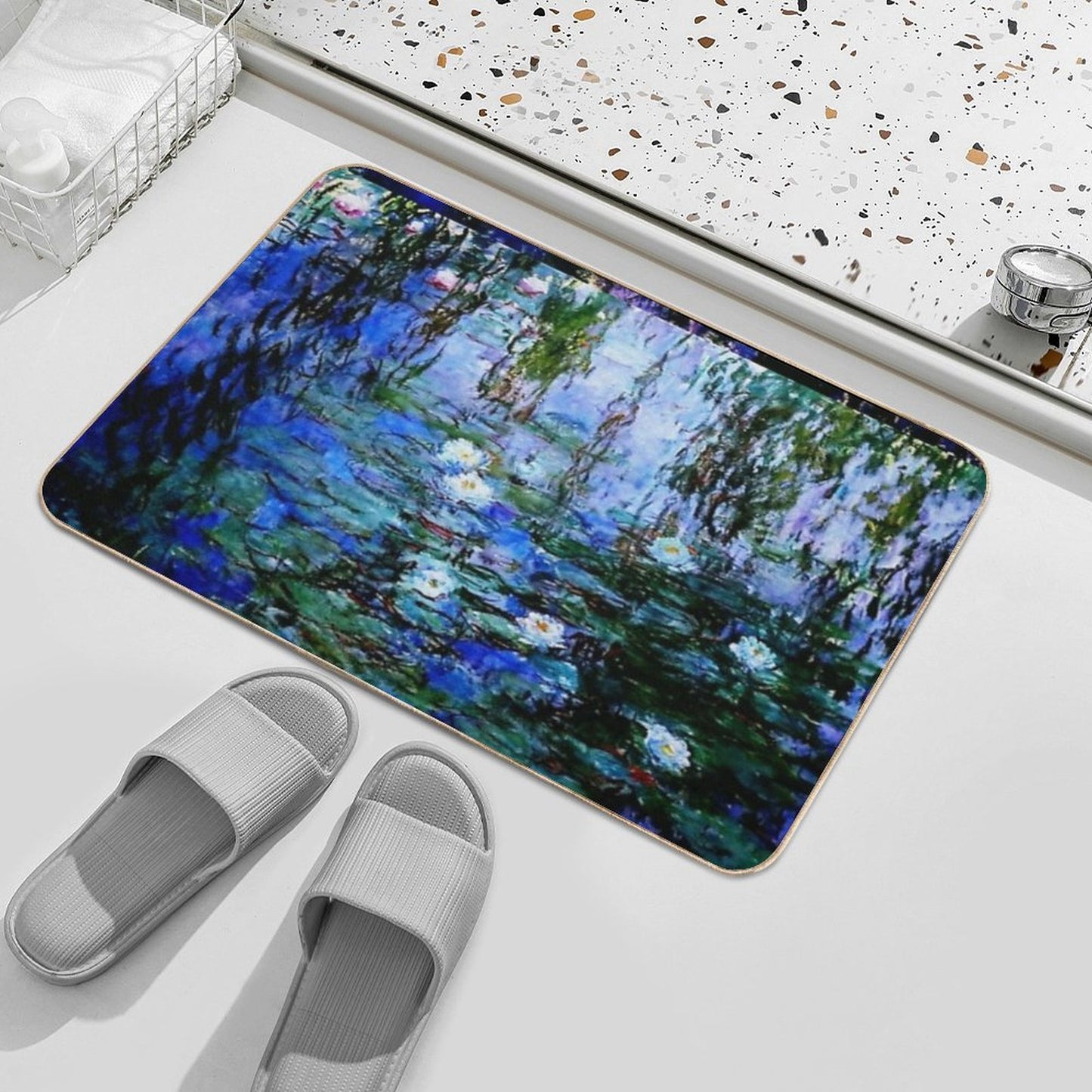 Claude Monet's Blue And White Water Lilies - Les Nymphéas Bleus Et Blancs Bath Mat