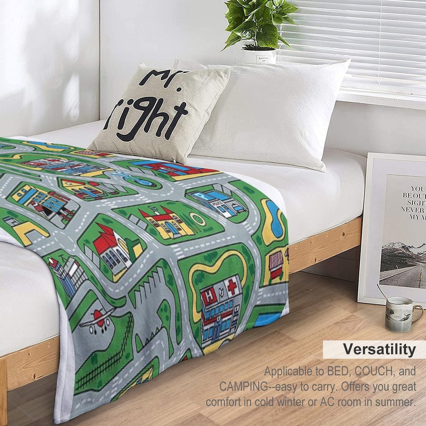 Car City Carpet Road Rug 90s Nostalgic Toy Throw Blanket