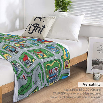 Car City Carpet Road Rug 90s Nostalgic Toy Throw Blanket