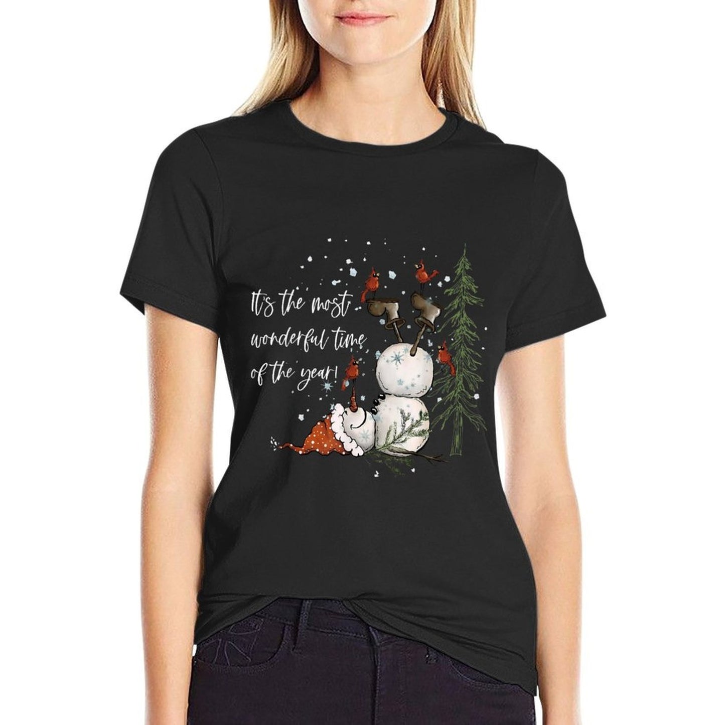 Funny Snowman Snowflake Merry Christmas Xmas Family Holiday  Summer-ready Fabric T-Shirt
