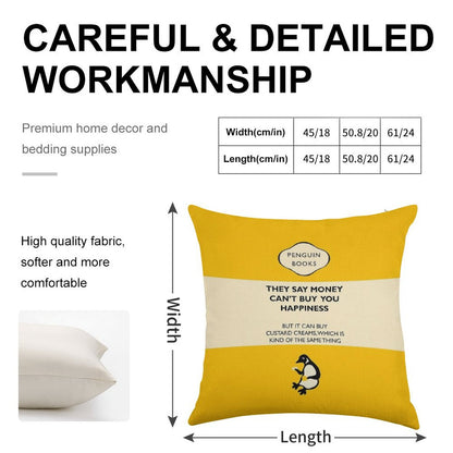 Custard Creams - Parody Penguin Book Cover Linen Throw Pillow Cover