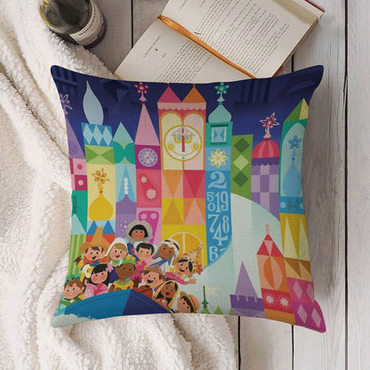 Small World Fantasyland Linen Throw Pillow Cover