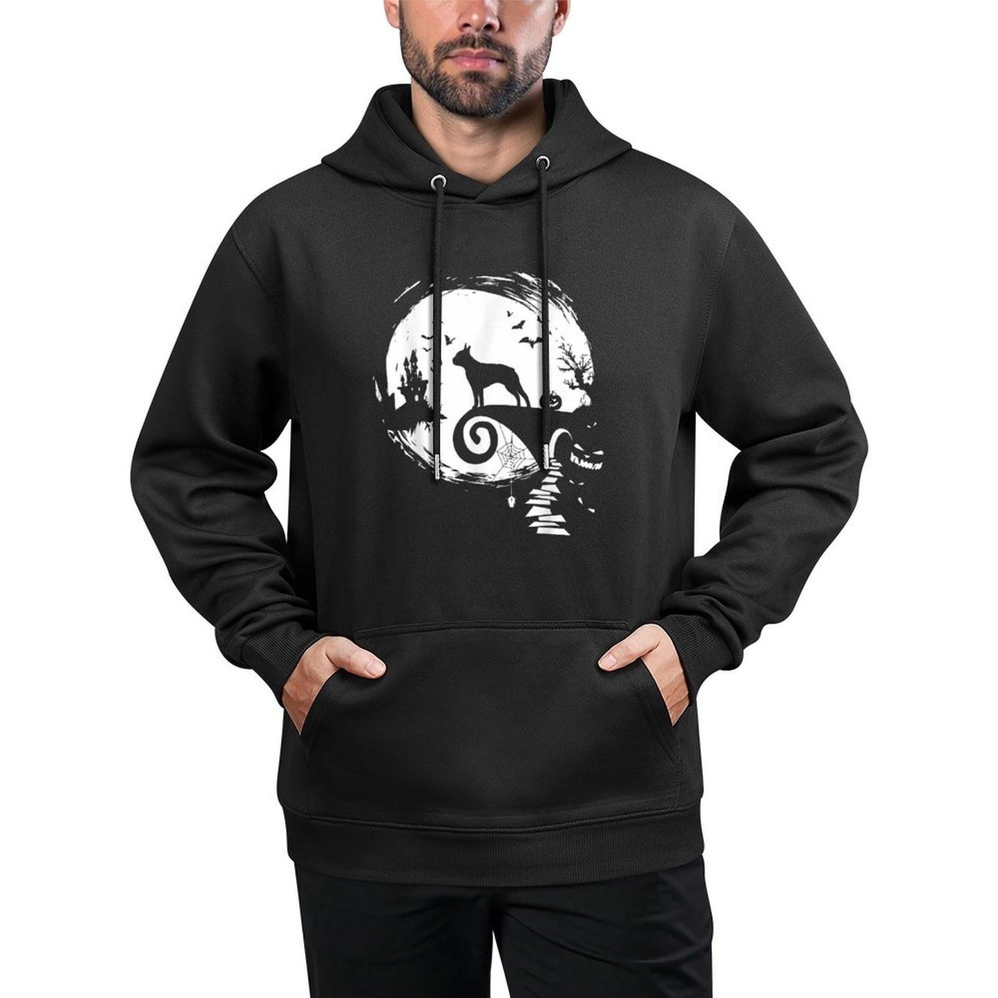 Boston Terrier And Moon Halloween Costume Dog Lover Funny Versatile Streetwear Hoodie
