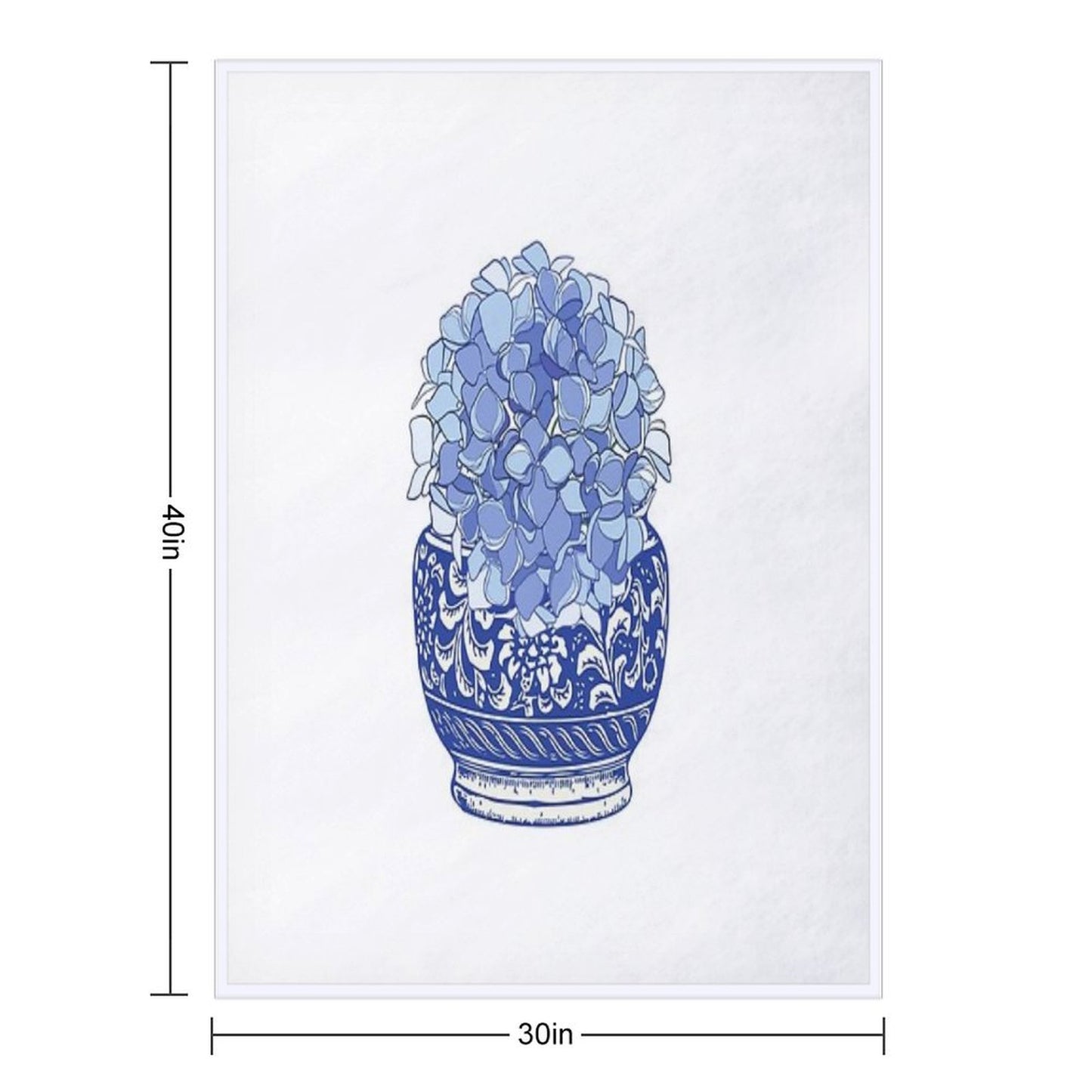 Blue And White Vase with Blue Hydrangeas Throw Blanket