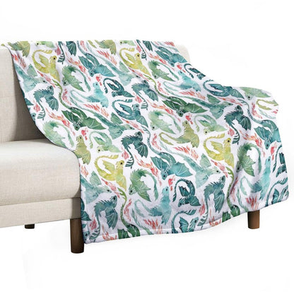 Dragon Fire Turquoise & Green Throw Blanket