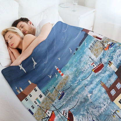 Stormy Harbour Throw Blanket
