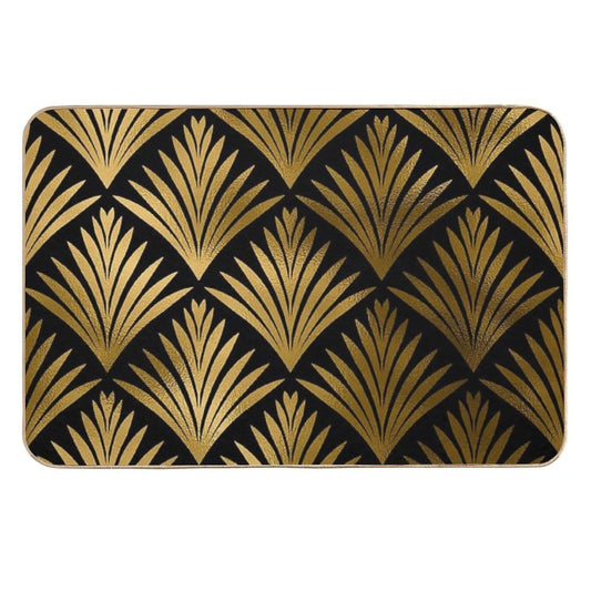 Luxurious Black And Golden Color Art Deco Elegant Pattern  Multi-Purpose Bath Mat