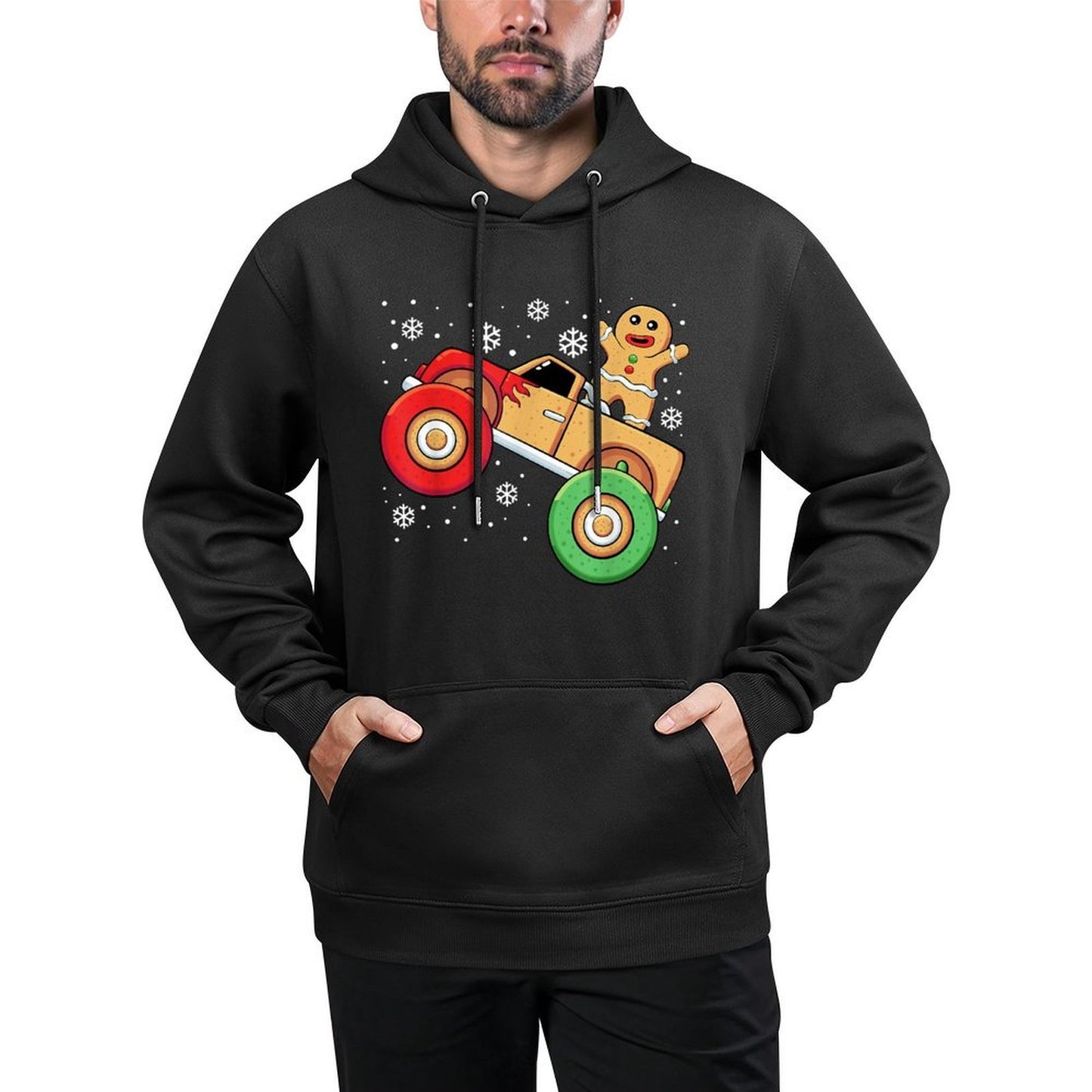 Christmas Gingerbread Man Monster Truck Customizable Surface Hoodie
