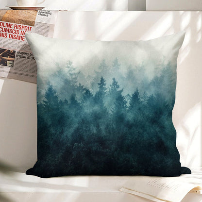 The Heart Of My Heart  So Far From Home In A Misty Foggy Fall Wilderness Forest Linen Throw Pillow Cover