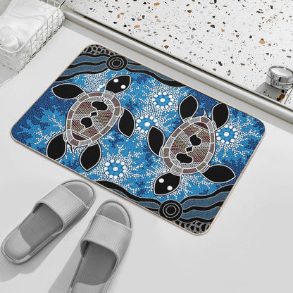 Authentic Aboriginal Art  - Sea Turtles Bath Mat