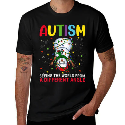 Autism Awareness Snowman Christmas Autistic Xmas Day Pajama  Heathered Texture T-Shirt
