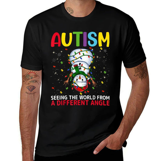 Autism Awareness Snowman Christmas Autistic Xmas Day Pajama  Heathered Texture T-Shirt