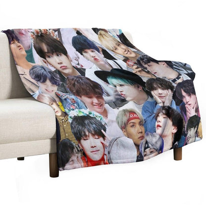 Suga BTS Collage Throw Blanket